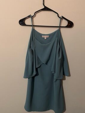 Mary & Mabel Teal Layered Spaghetti-Strap Mini Dress
